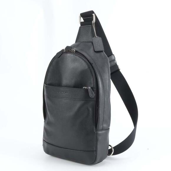 Coach Leather Body Bag Waist Pouch Shoulder Black Men's